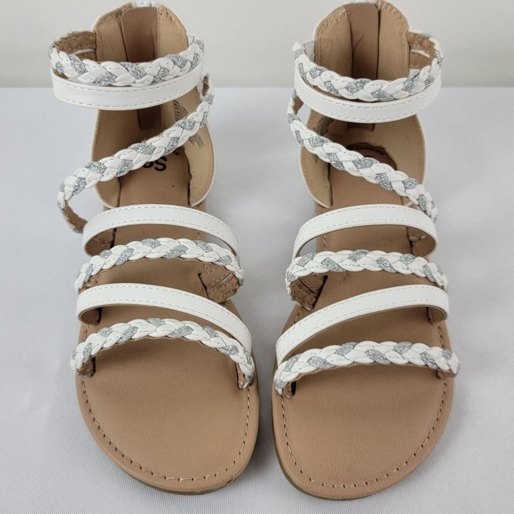 SO® Longanberry White Girls' Gladiator Zip-up Sandal Sz 2